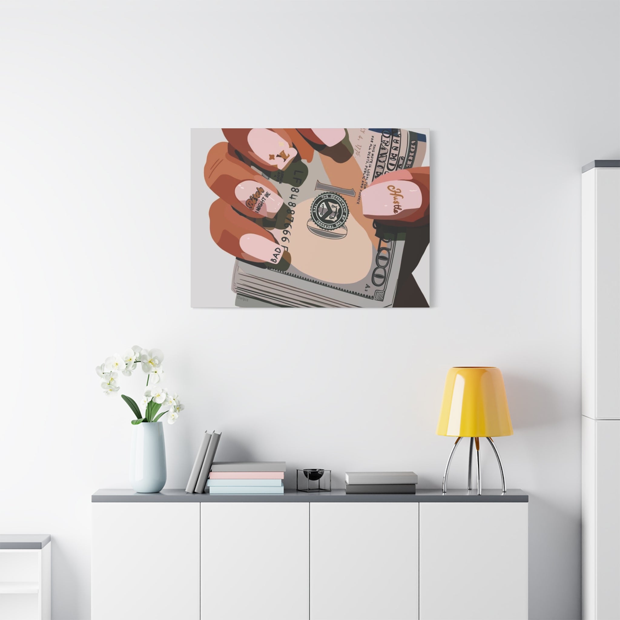 Nails & Money Chic Money Canvas Wall Art, Currency Home Decor, Motivational Wall Decor, Gift for Her, Trendy Room Decoration - Irie Blues Boutique