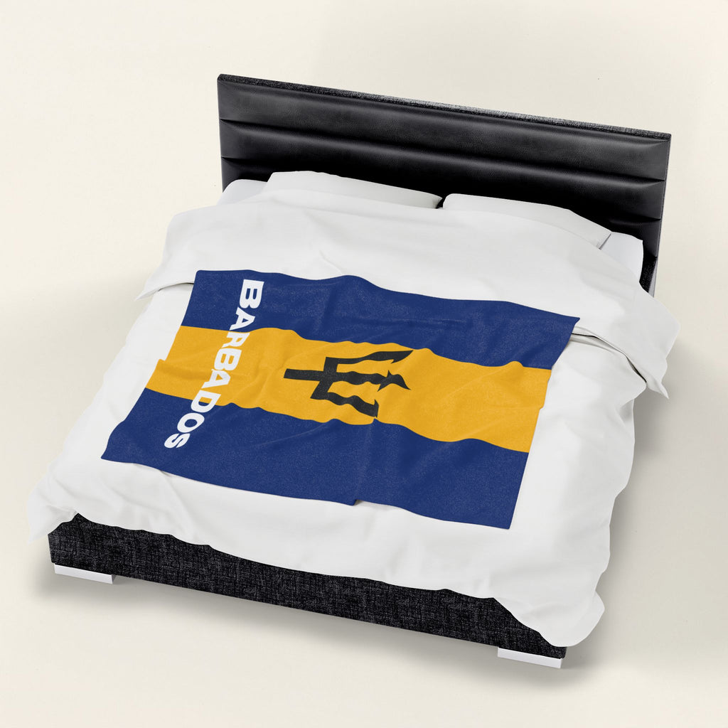 Barbados Flag Velveteen Plush Blanket