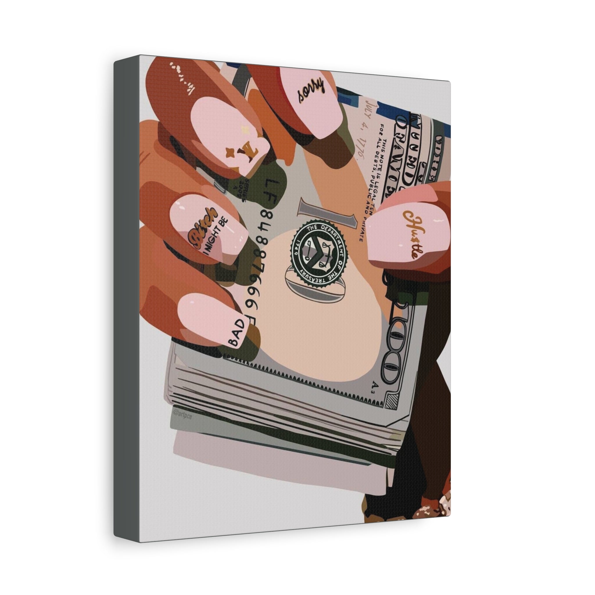 Nails & Money Chic Money Canvas Wall Art, Currency Home Decor, Motivational Wall Decor, Gift for Her, Trendy Room Decoration - Irie Blues Boutique