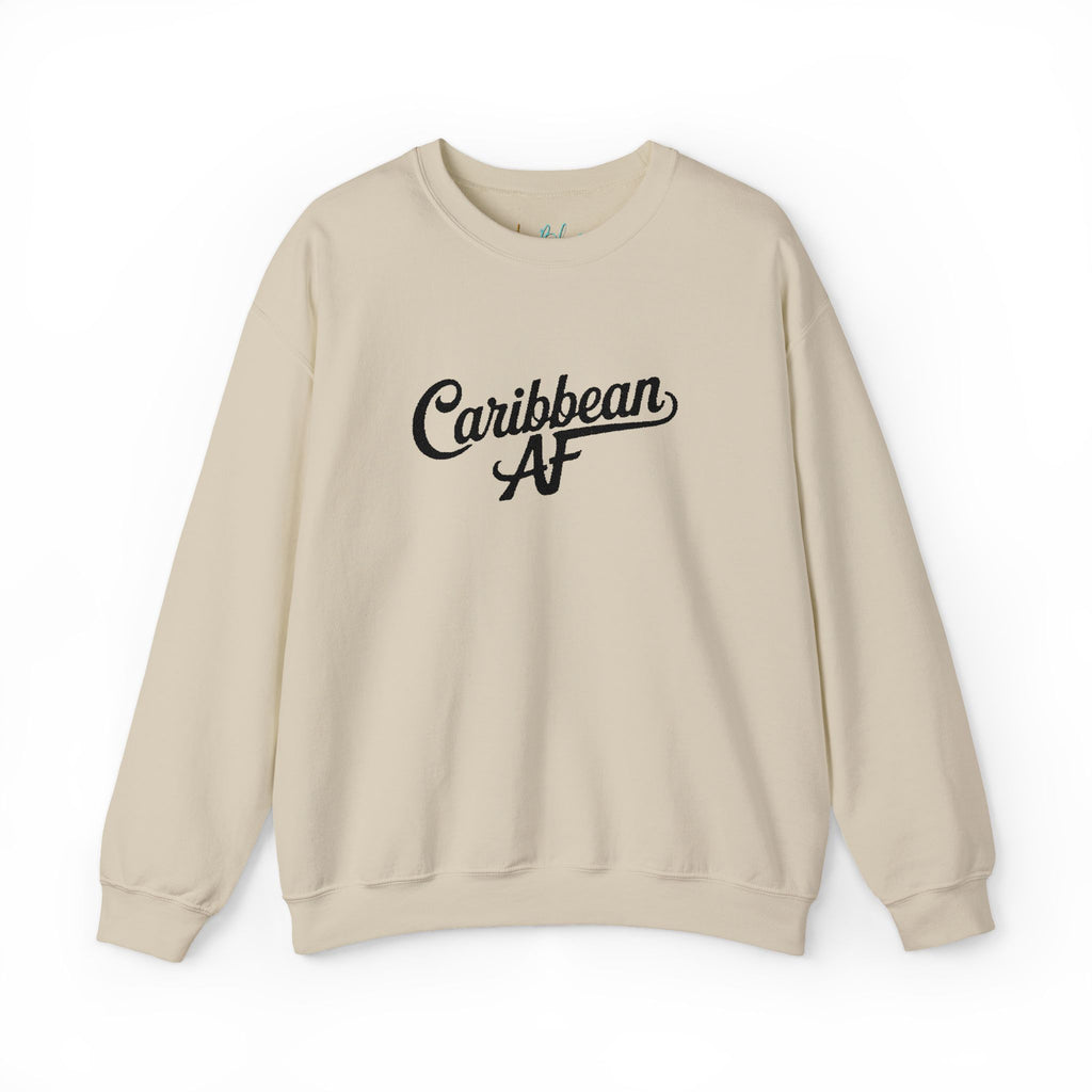 Caribbean AF White Embroidery Sweatshirt - Irie Blues Boutique