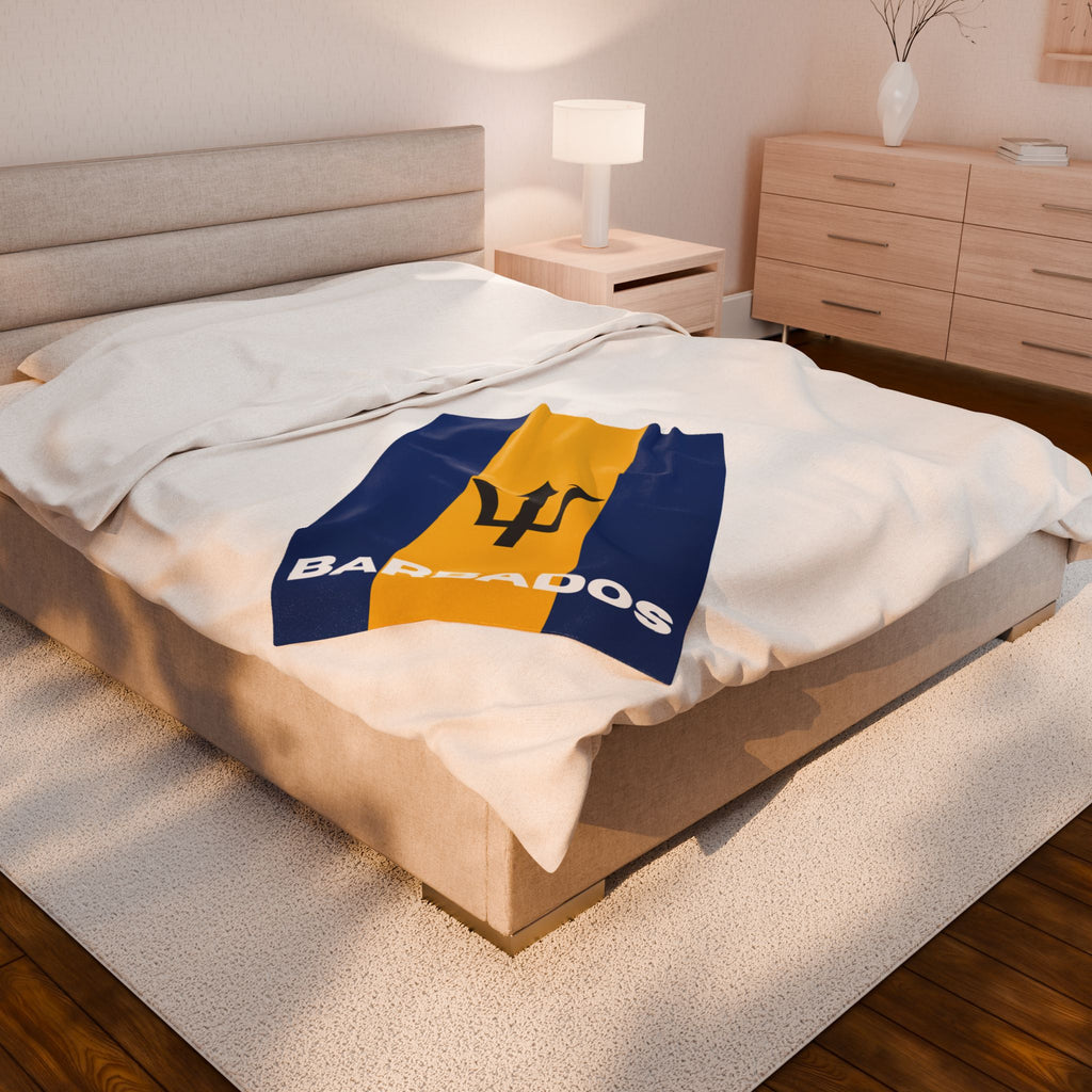 Barbados Flag Velveteen Plush Blanket