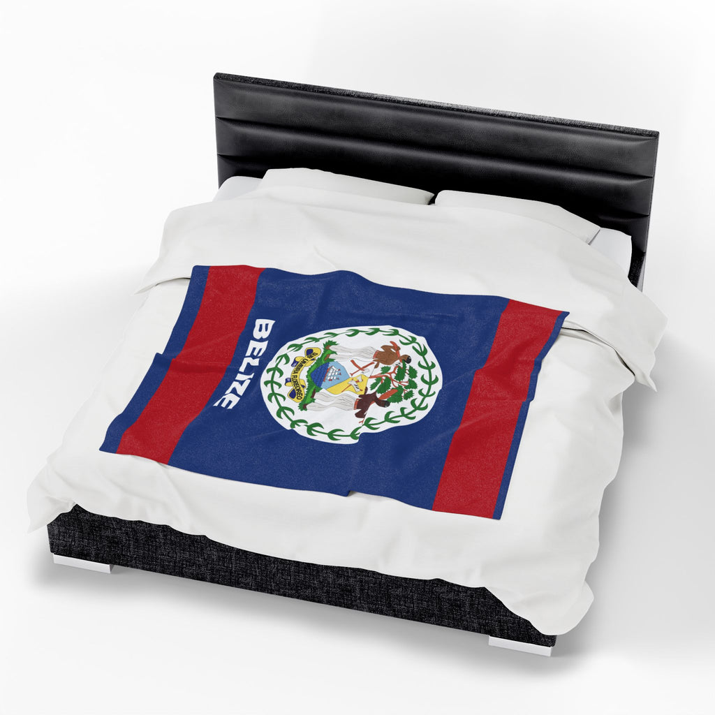 Belize Flag Velveteen Plush Blanket - Irie Blues Boutique