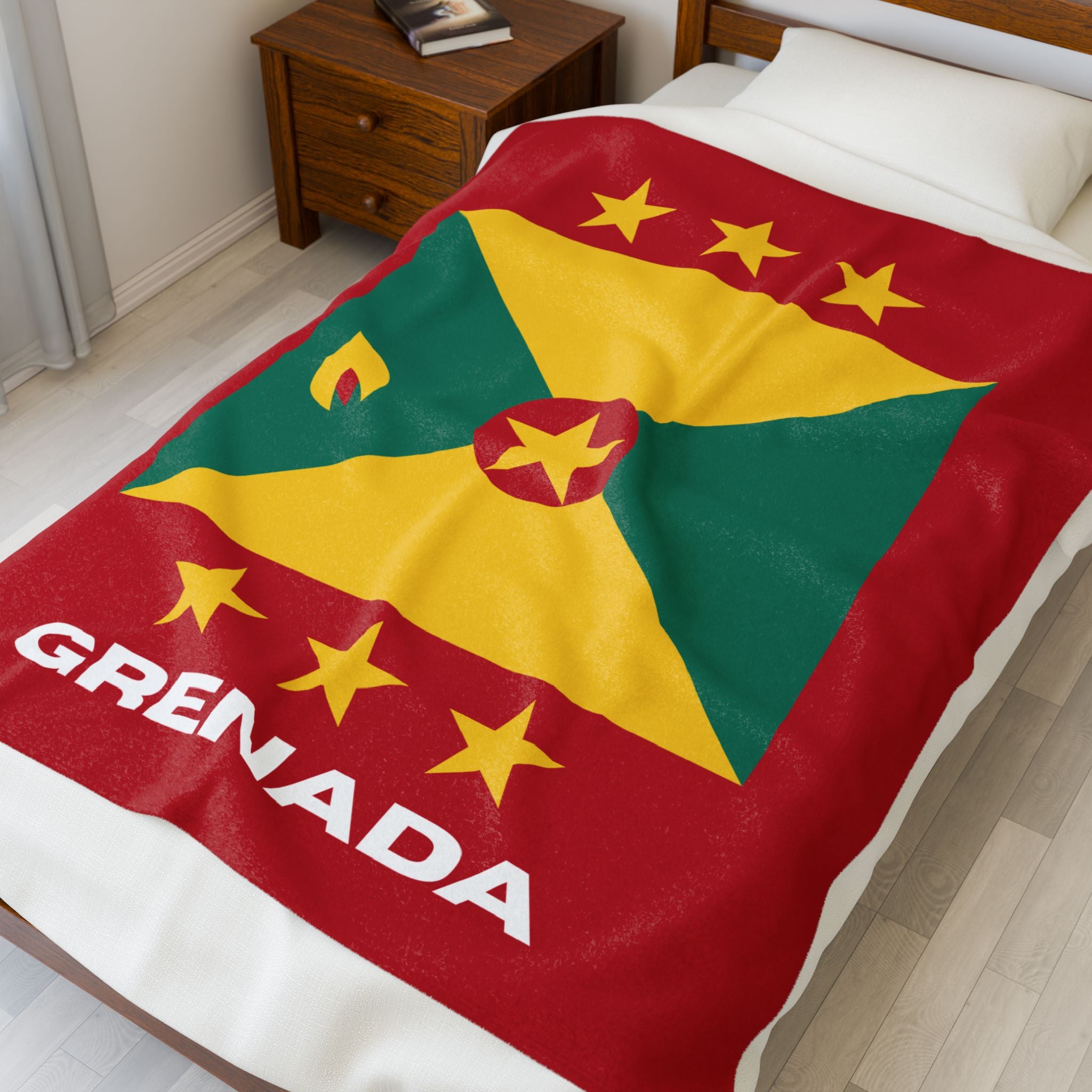 Grenada Flag Velveteen Plush Blanket - Irie Blues Boutique