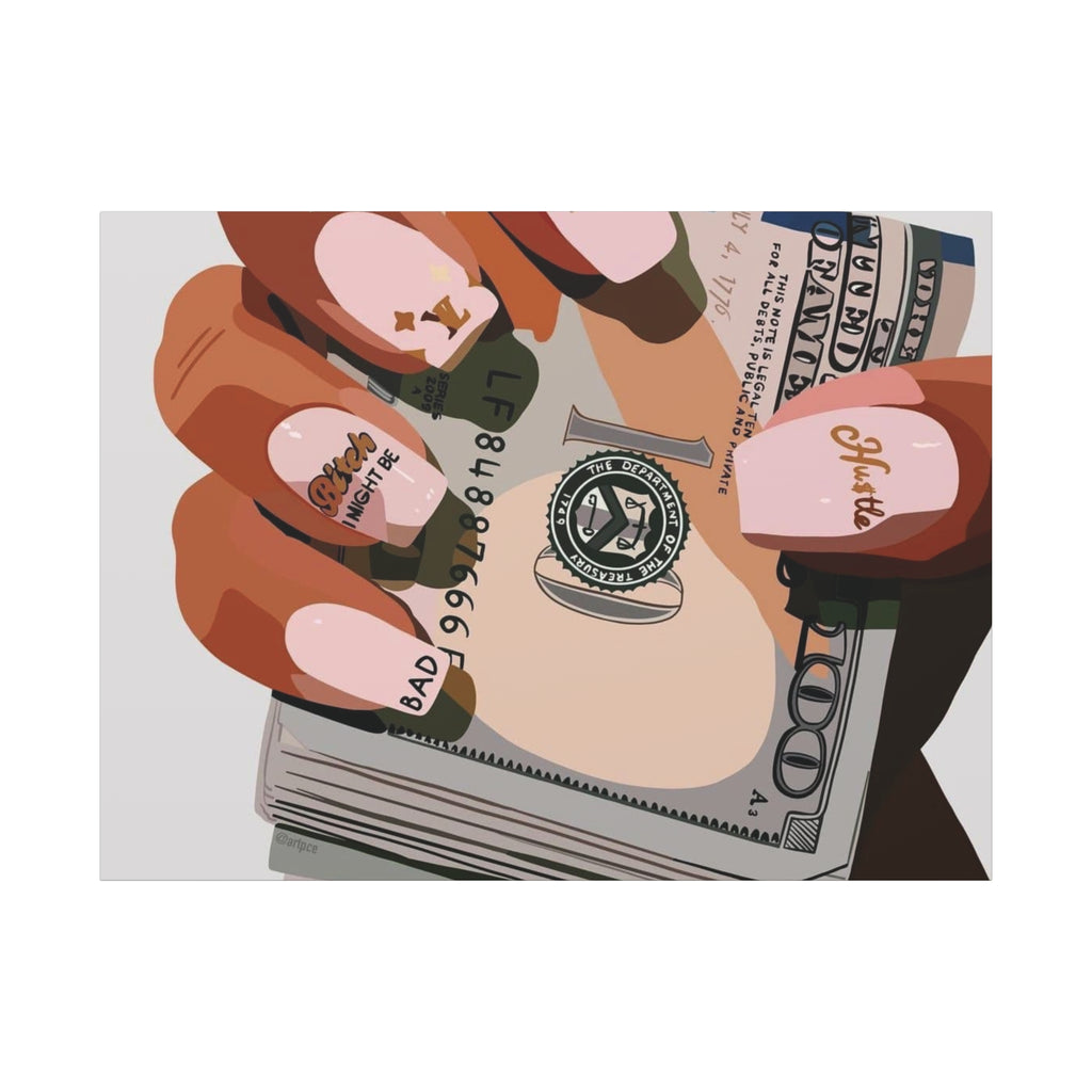 Nails & Money Chic Money Canvas Wall Art, Currency Home Decor, Motivational Wall Decor, Gift for Her, Trendy Room Decoration - Irie Blues Boutique