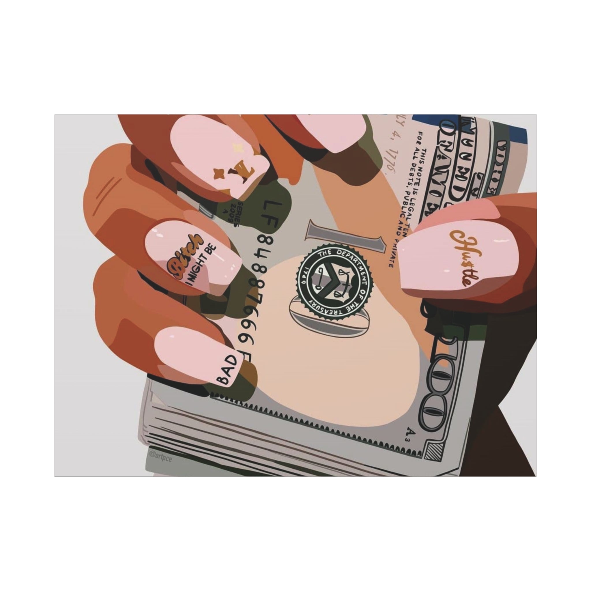 Nails & Money Chic Money Canvas Wall Art, Currency Home Decor, Motivational Wall Decor, Gift for Her, Trendy Room Decoration - Irie Blues Boutique