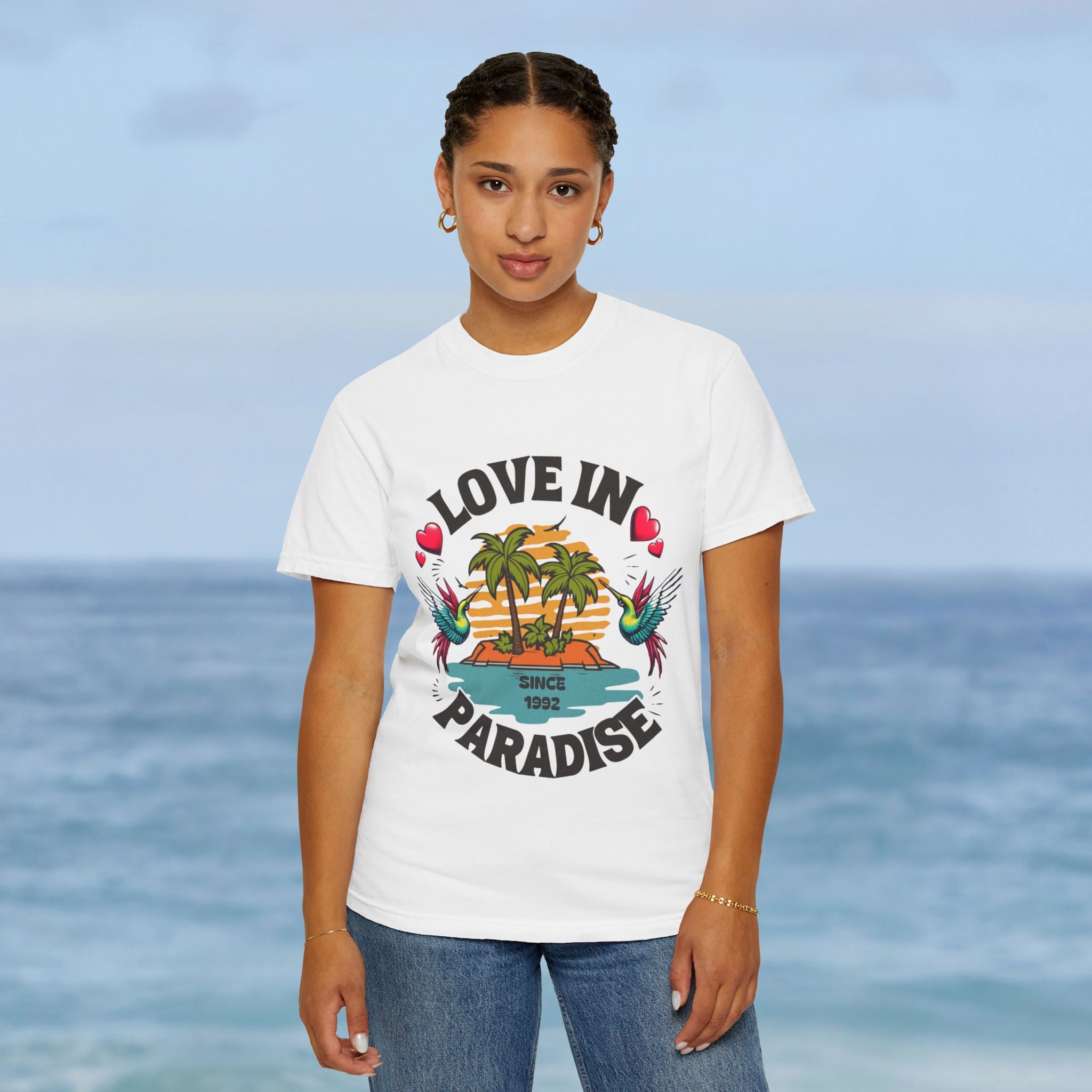 Love In Paradise Couples Personalized Date T-Shirt