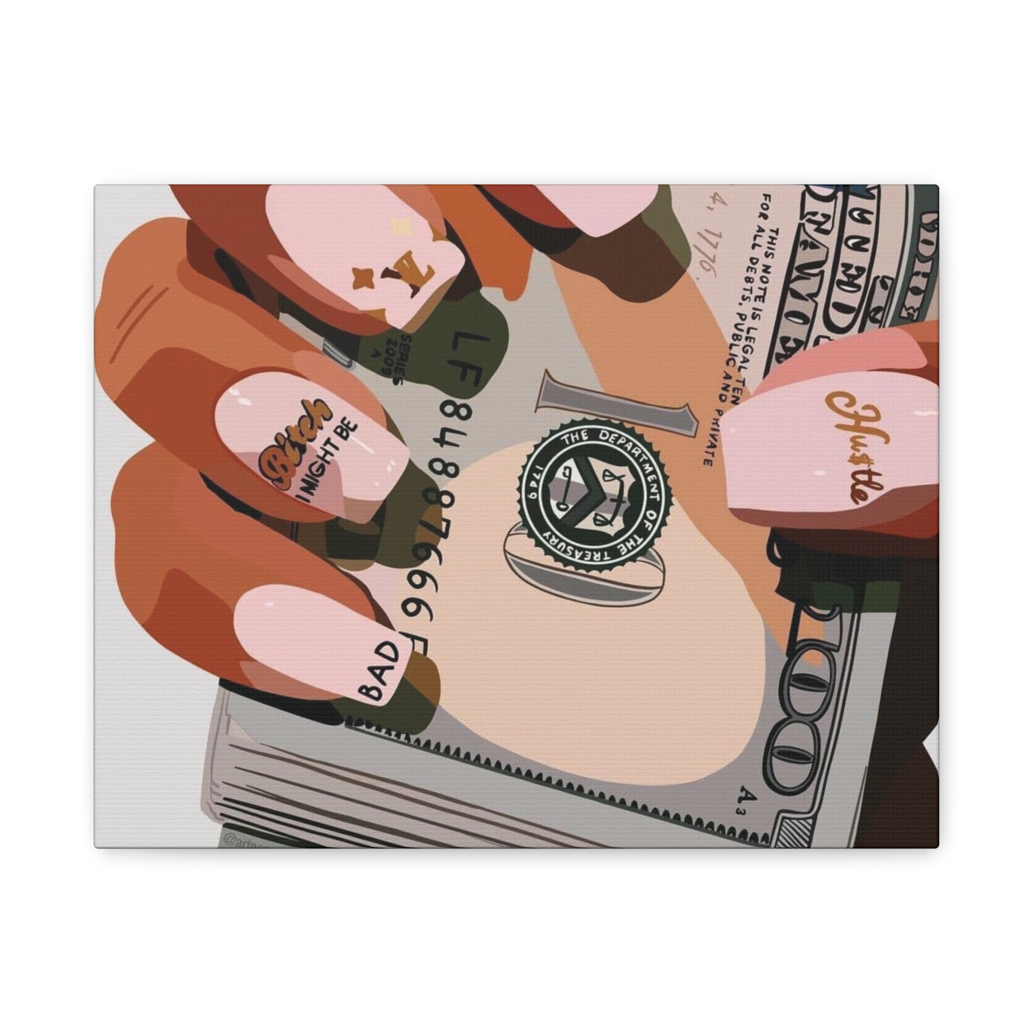 Nails & Money Chic Money Canvas Wall Art, Currency Home Decor, Motivational Wall Decor, Gift for Her, Trendy Room Decoration - Irie Blues Boutique