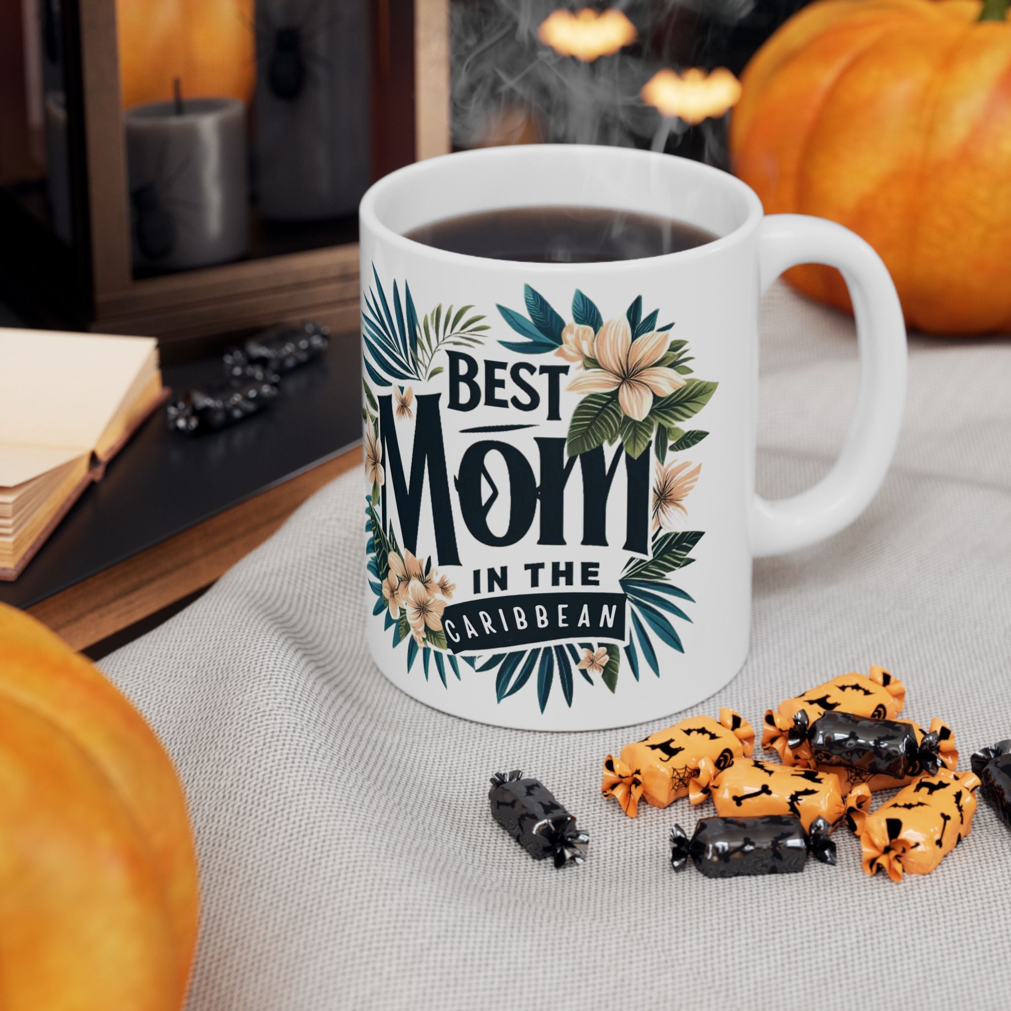 Tropical Floral Mom Mug, Best Mom Gift, Mother's Day Mug, Ceramic Coffee Cup, Personalized Mom Drinkware - Irie Blues Boutique