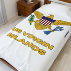 US Virgin Islands Flag Velveteen Plush Blanket - Irie Blues Boutique