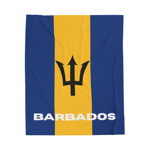 Barbados Flag Velveteen Plush Blanket