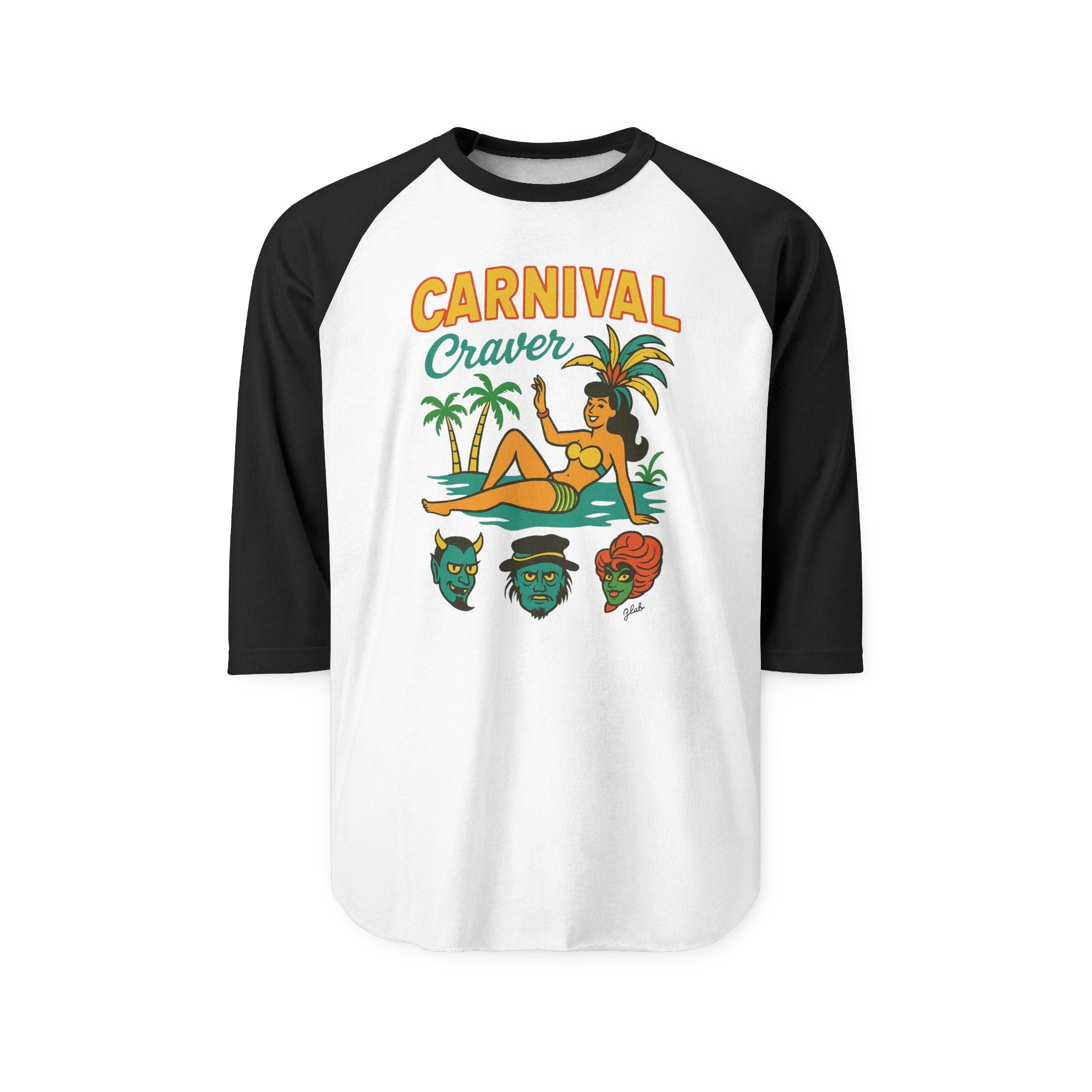 Carnival Craver Unisex Three-Quarter Sleeve Raglan Shirt - Irie Blues Boutique