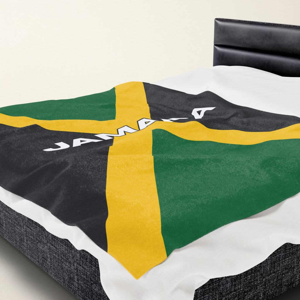 Jamaica Flag Velveteen Plush Blanket - Irie Blues Boutique