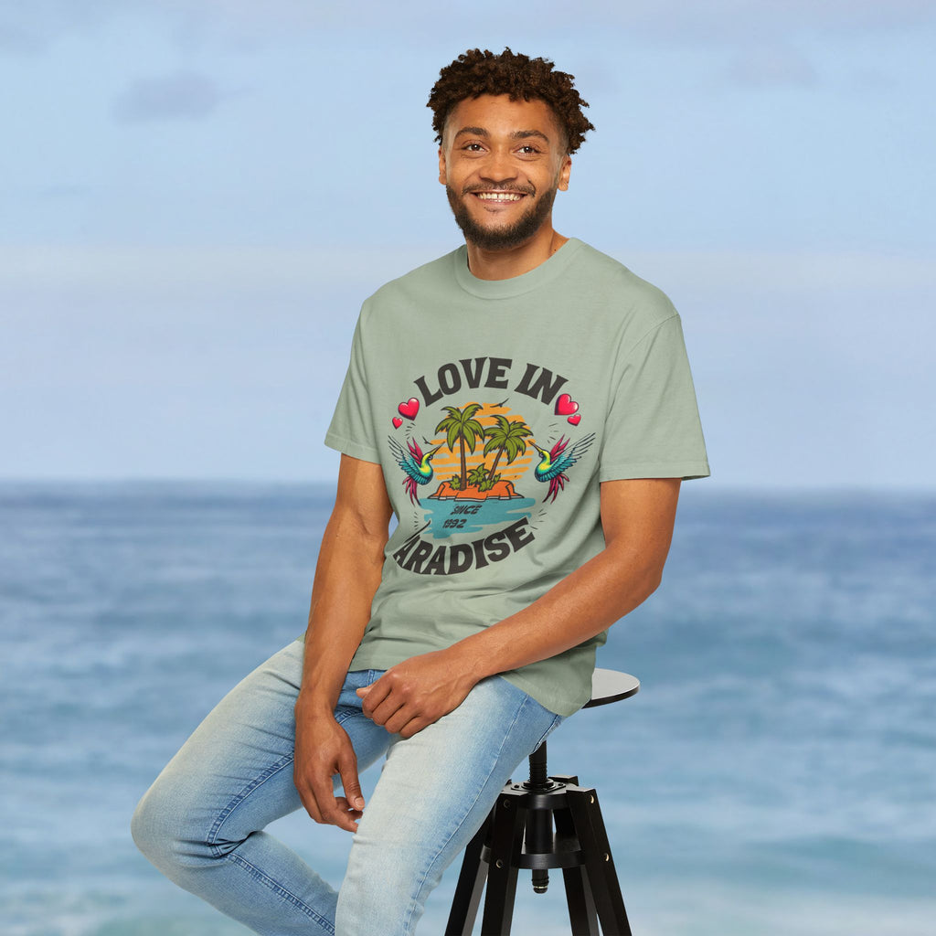 Love In Paradise Couples Personalized Date T-Shirt