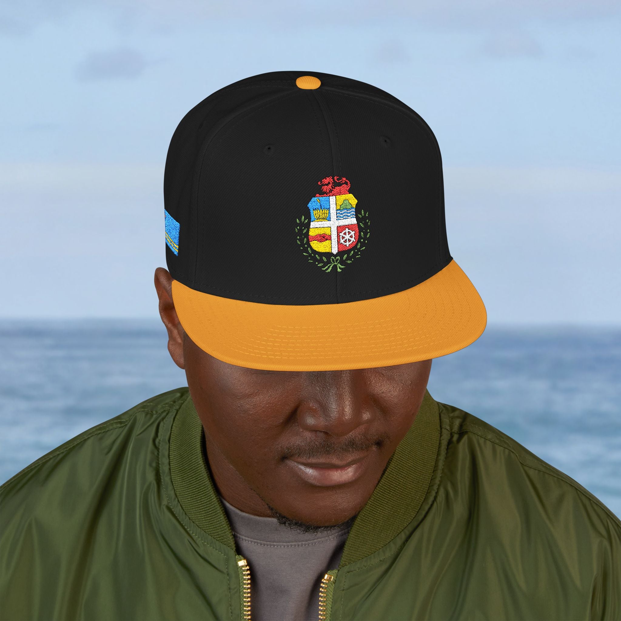 Aruba Coat of Arms Embroidered Snapback Hat - Irie Blues Boutique