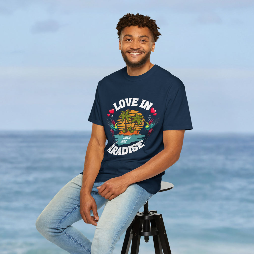 Love In Paradise Couples Personalized Date T-Shirt