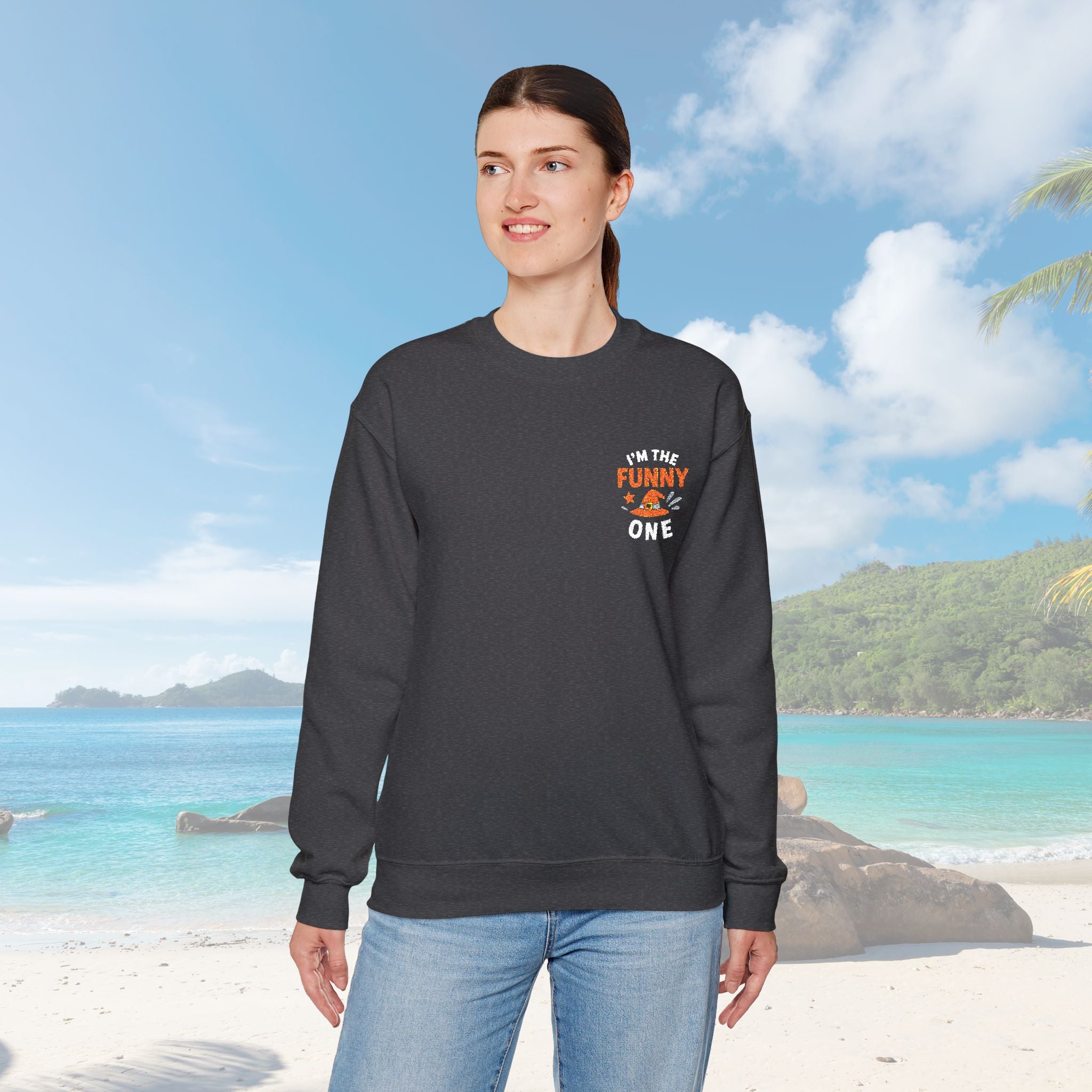 I'm The Funny One Embroidered Unisex Heavy Blend™ Crewneck Sweatshirt - Irie Blues Boutique