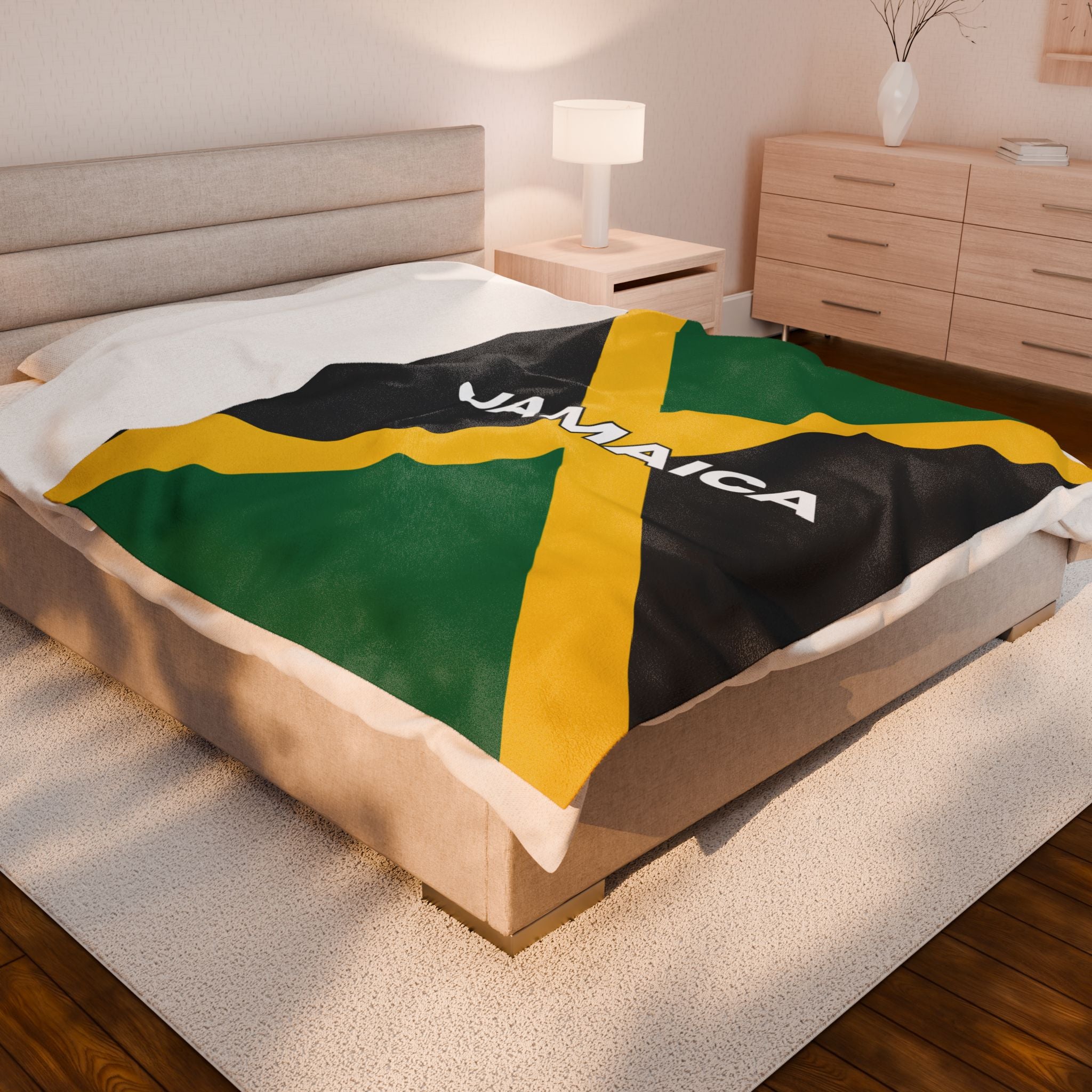 Jamaica Flag Velveteen Plush Blanket - Irie Blues Boutique