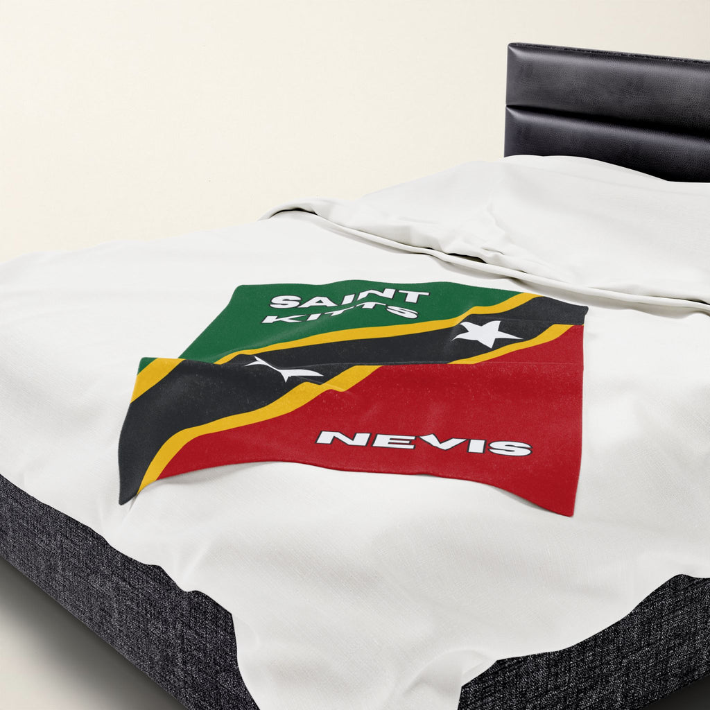 Saint Kitts & Nevis Flag Velveteen Plush Blanket - Irie Blues Boutique