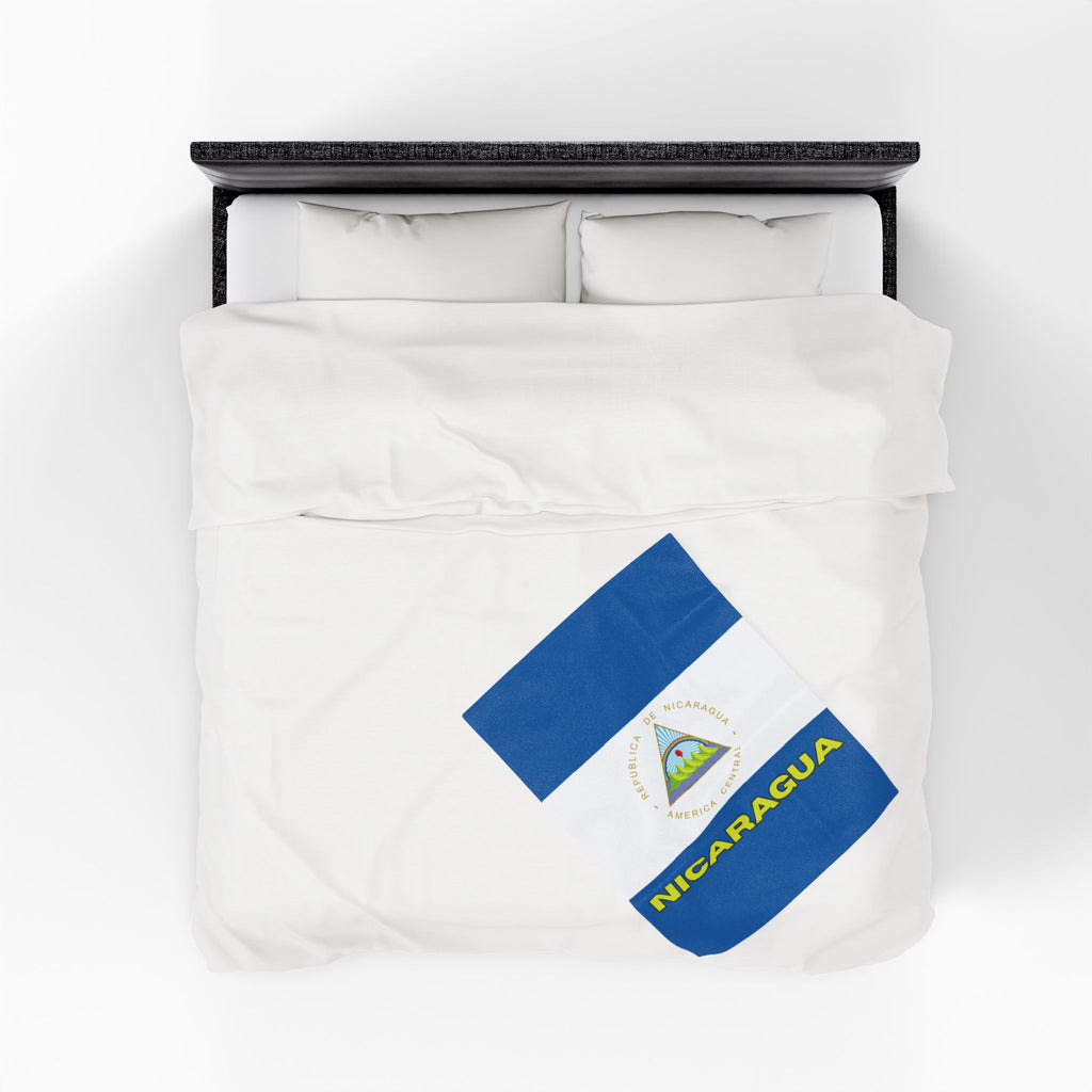 Nicaragua Flag Velveteen Plush Blanket - Irie Blues Boutique