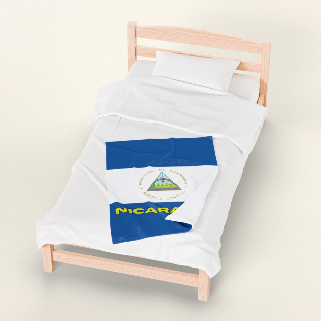 Nicaragua Flag Velveteen Plush Blanket - Irie Blues Boutique