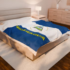 Nicaragua Flag Velveteen Plush Blanket - Irie Blues Boutique