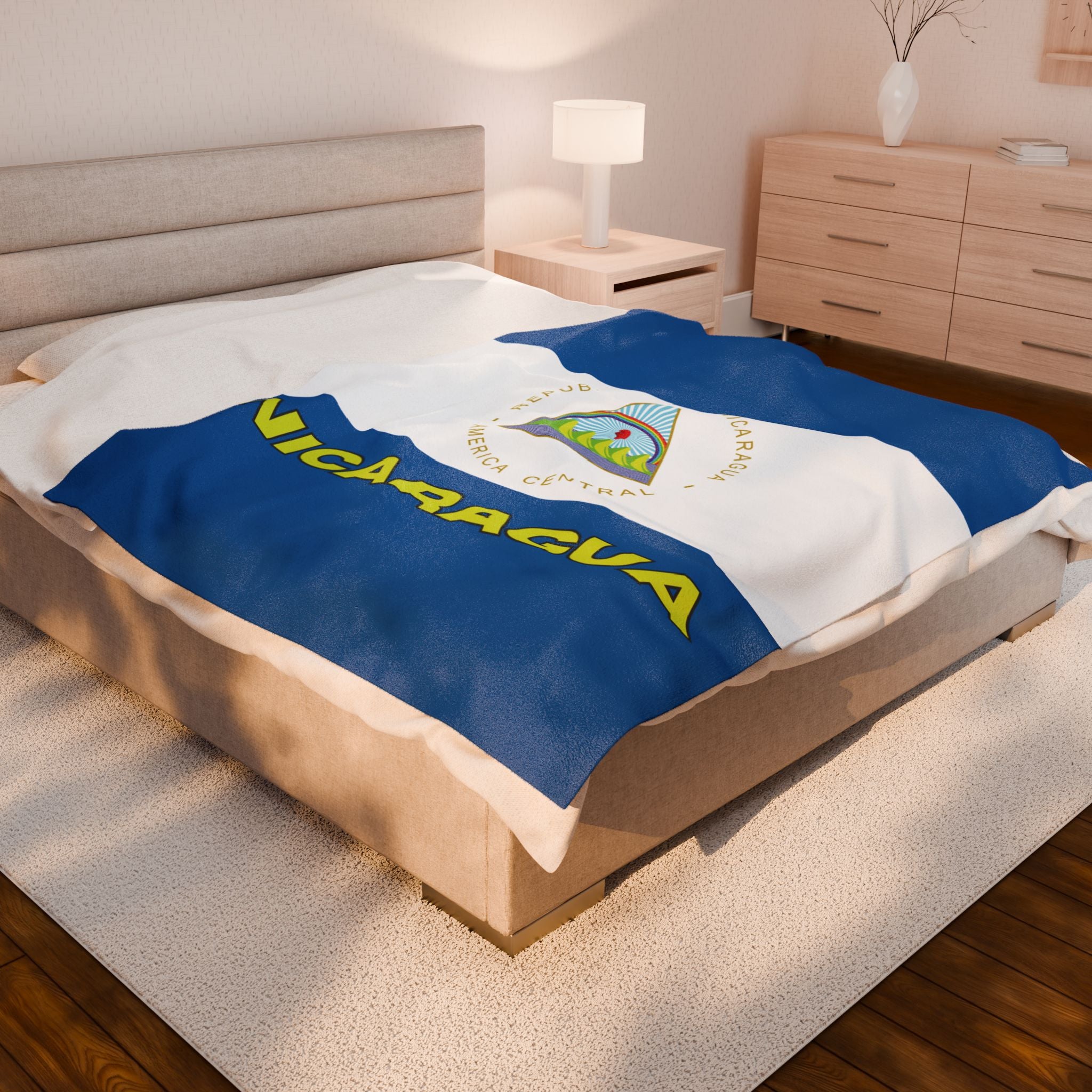 Nicaragua Flag Velveteen Plush Blanket - Irie Blues Boutique