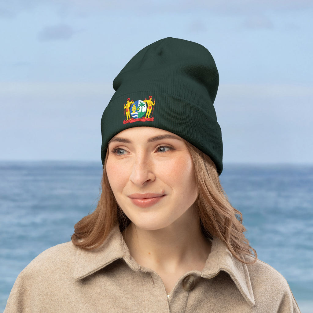 Suriname Coat of Arms Embroidered Knit Beanie