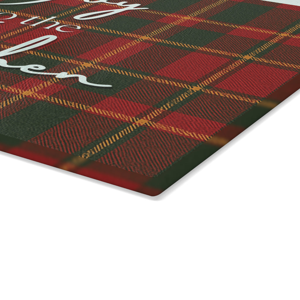 Joyful Holiday Glass Cutting Board