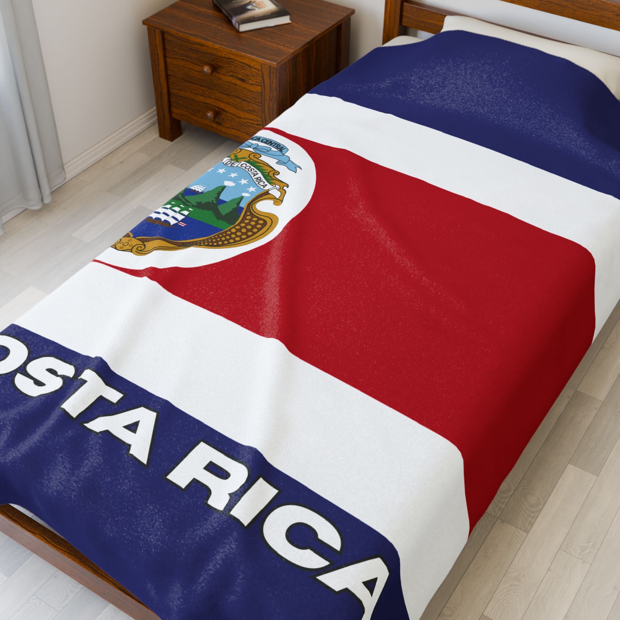 Costa Rica Flag Velveteen Plush Blanket - Irie Blues Boutique