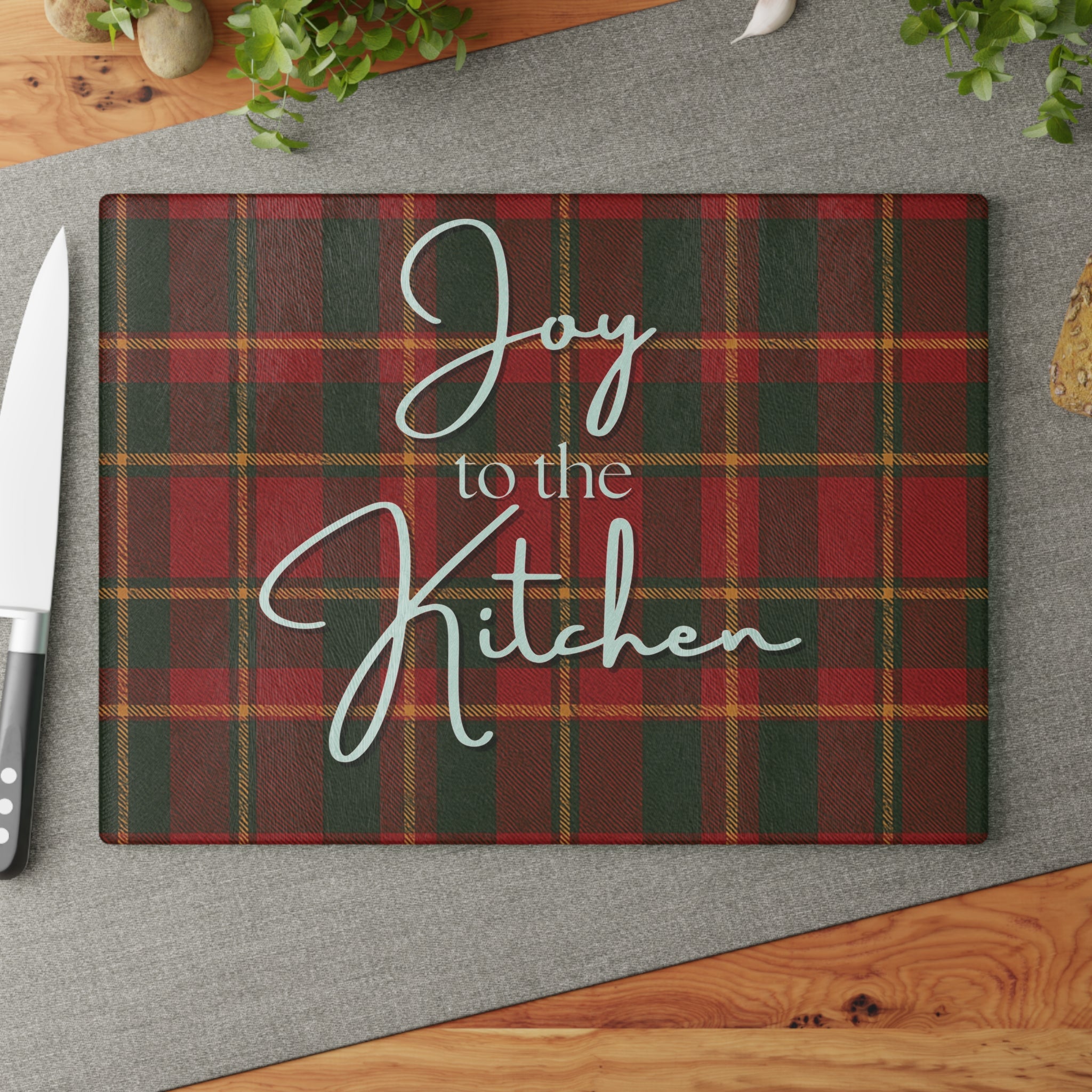 Joyful Holiday Glass Cutting Board