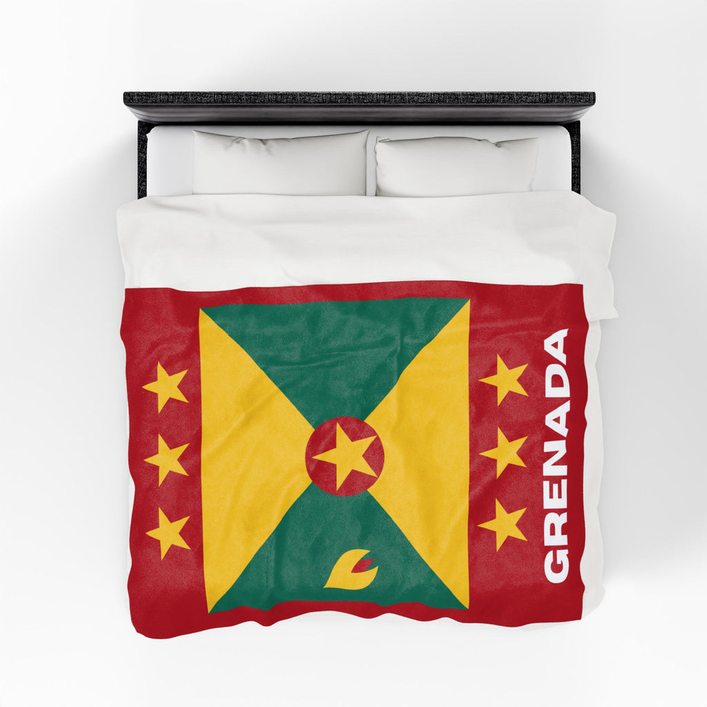 Grenada Flag Velveteen Plush Blanket - Irie Blues Boutique