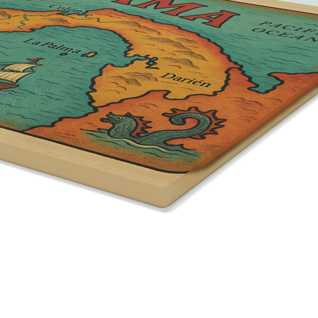 Vintage Panama Map Glass Cutting Board - Irie Blues Boutique