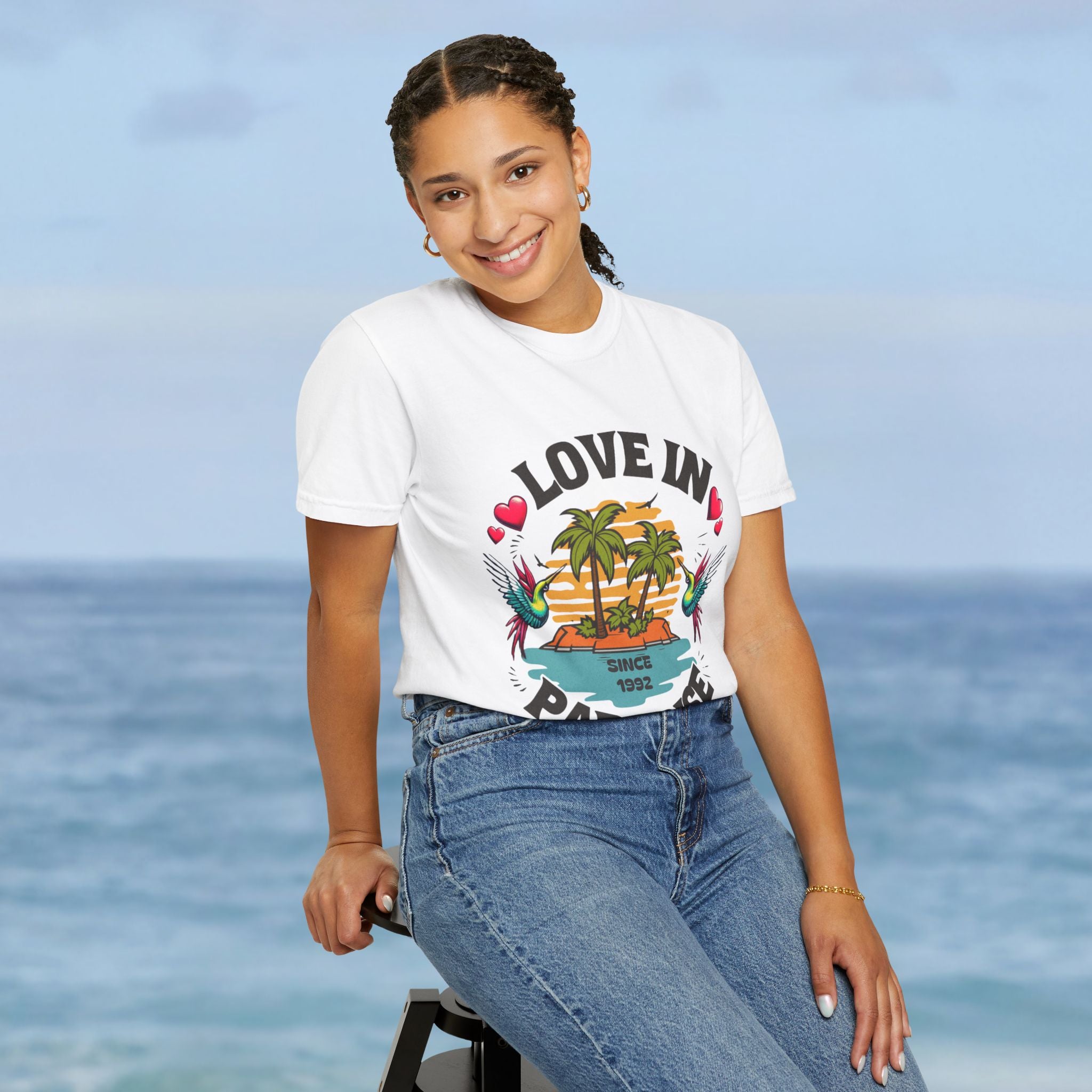Love In Paradise Couples Personalized Date T-Shirt