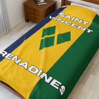Saint Vincent & Grenadine Flag Velveteen Plush Blanket - Irie Blues Boutique