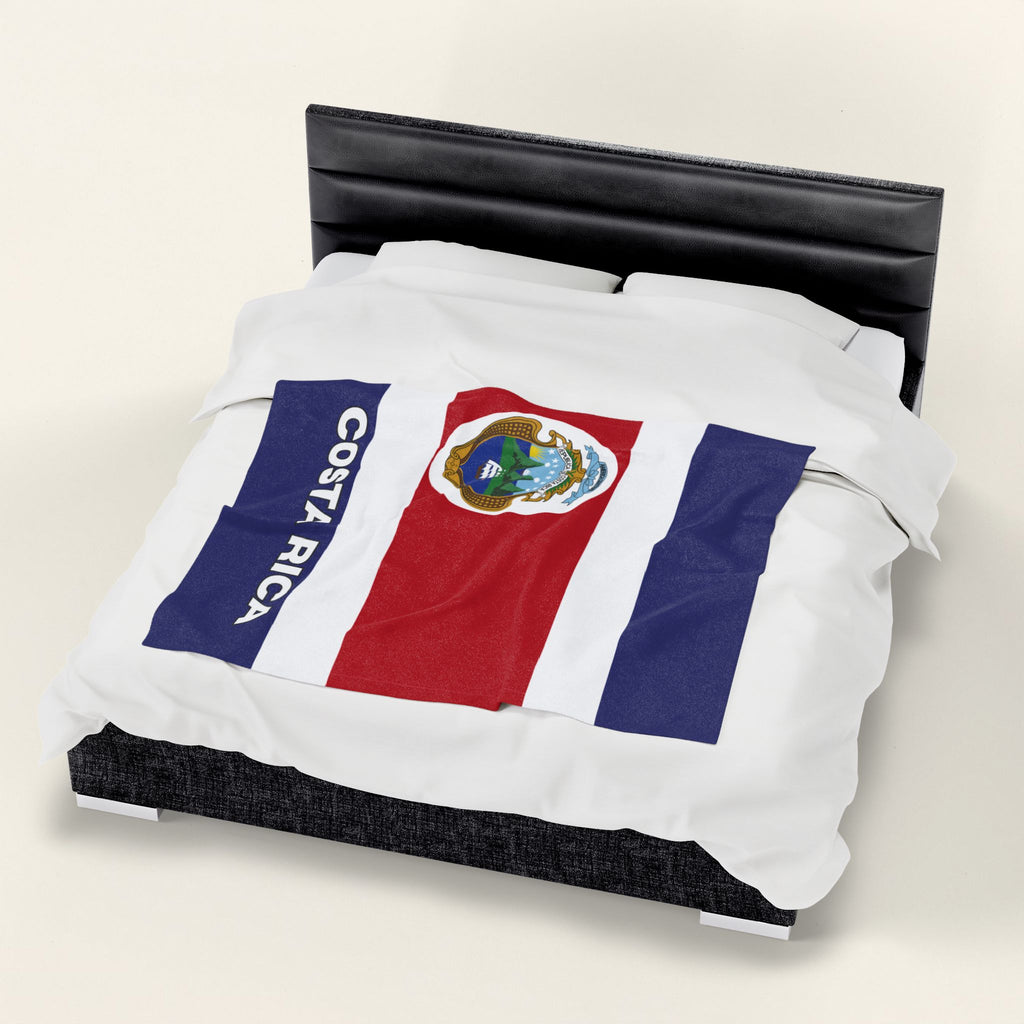 Costa Rica Flag Velveteen Plush Blanket - Irie Blues Boutique
