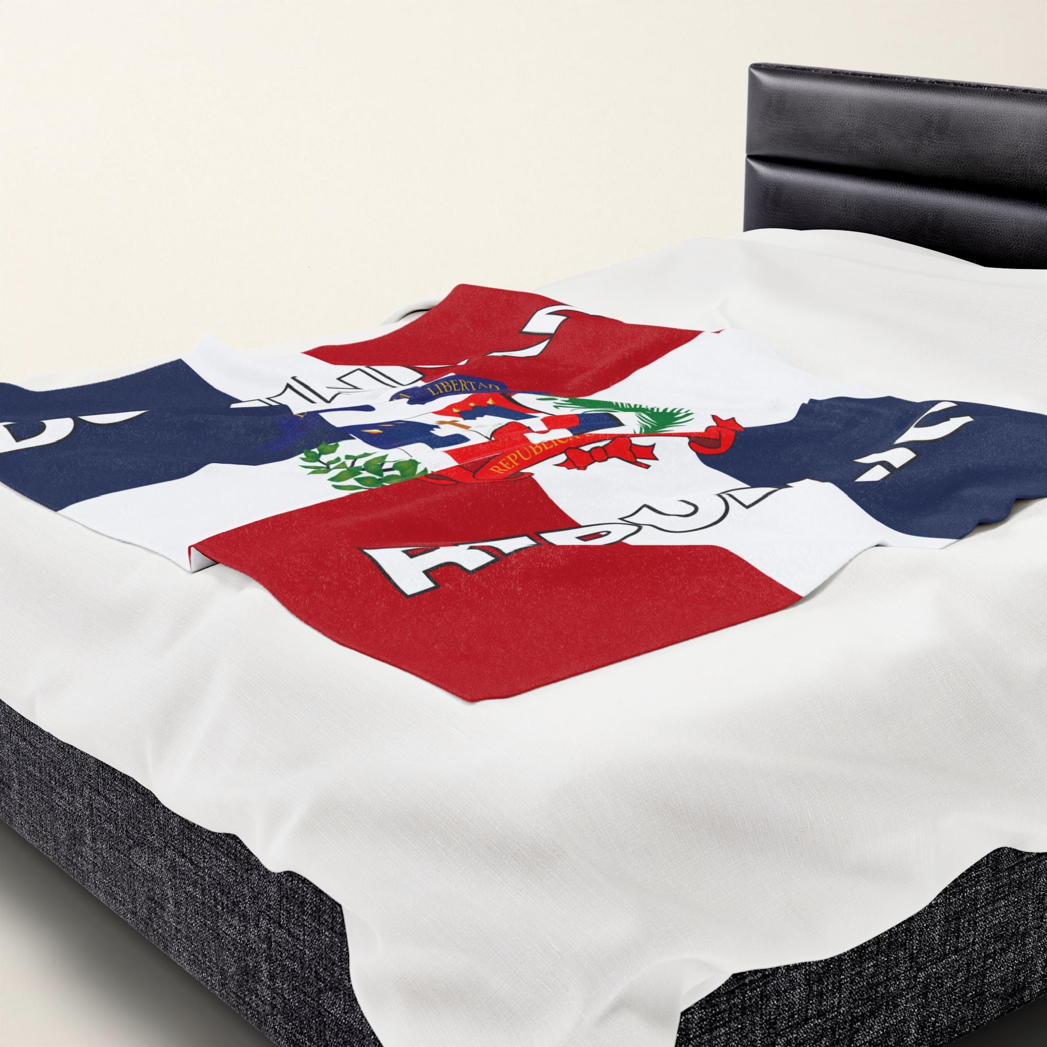 Dominican Republic Flag Velveteen Plush Blanket - Irie Blues Boutique