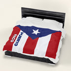 Puerto Rico Flag Velveteen Plush Blanket - Irie Blues Boutique