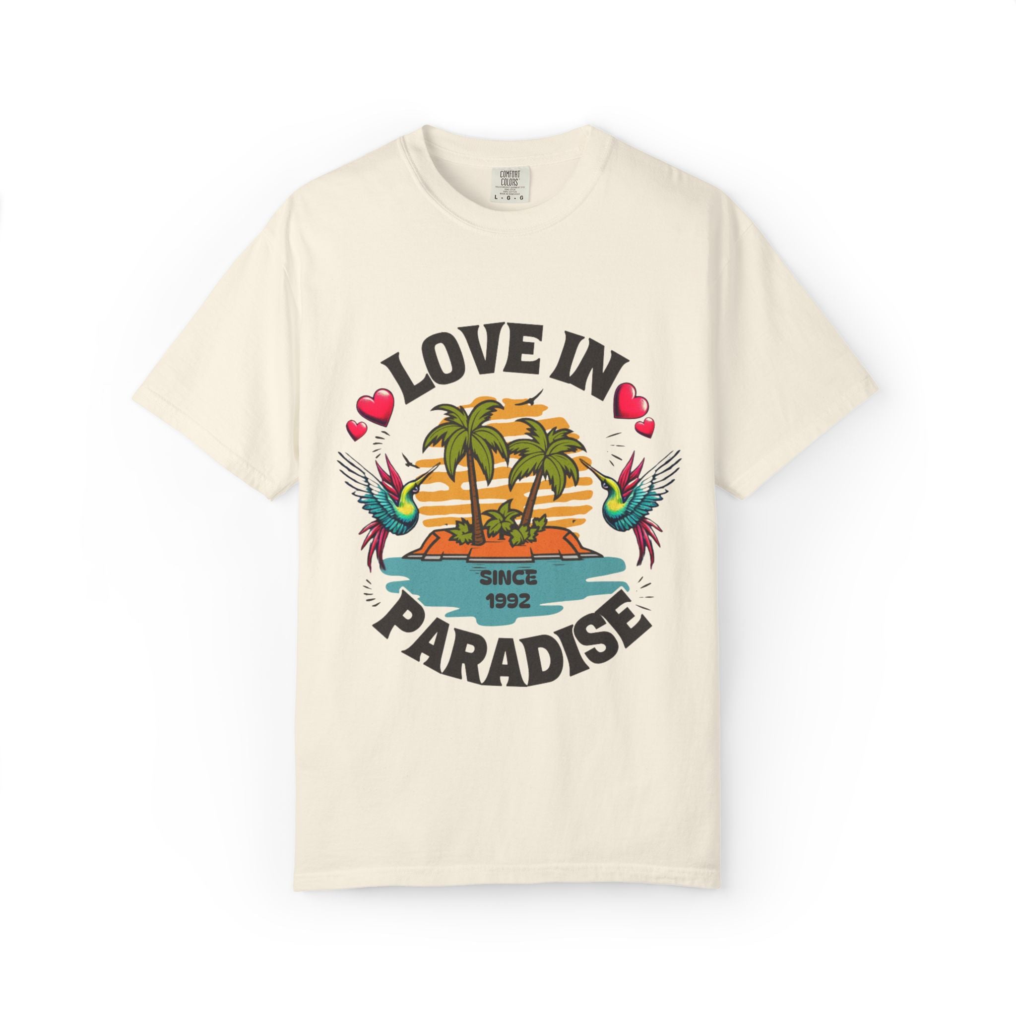 Love In Paradise Couples Personalized Date T-Shirt
