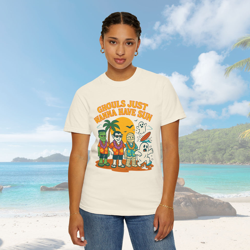 Halloween Beach Party T-Shirt, Fun Graphic Tee, Ghouls Just Wanna Have Sun Shirt, Unisex Casual Tee, Summer Vibes Shirt - Irie Blues Boutique
