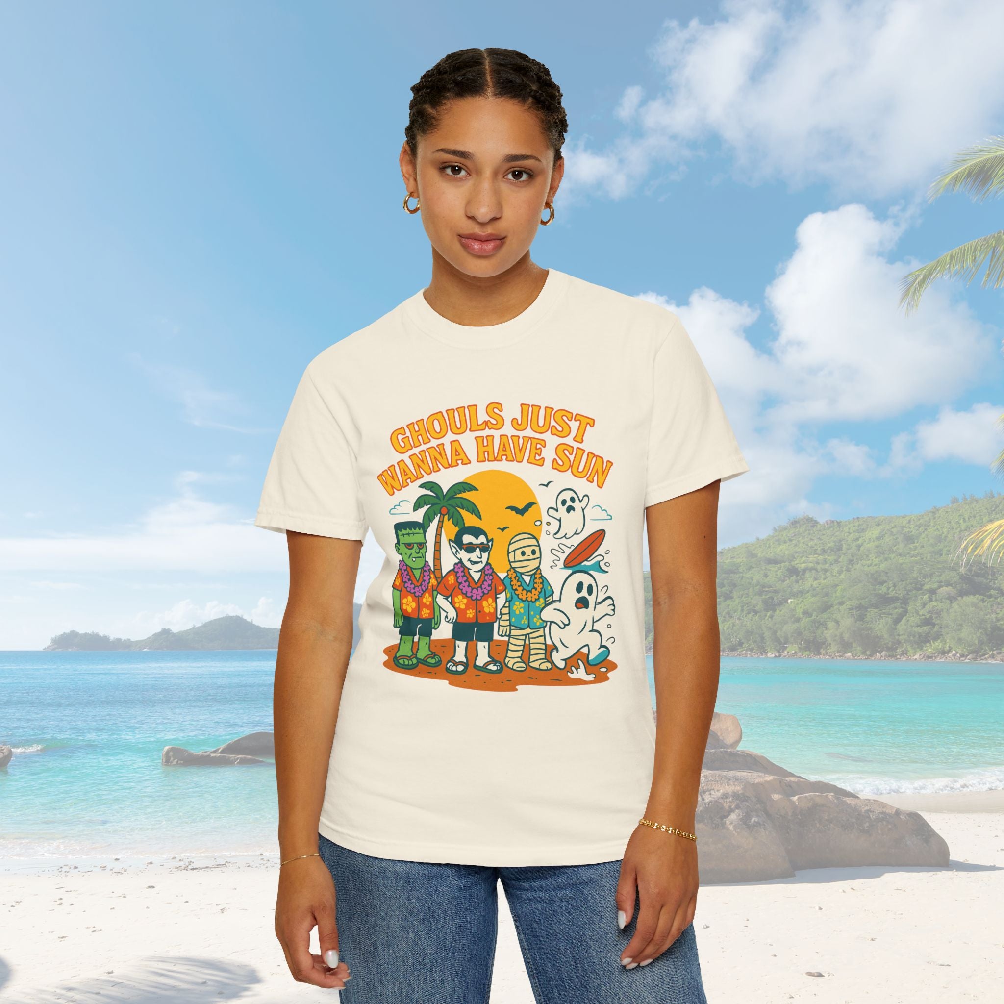 Halloween Beach Party T-Shirt, Fun Graphic Tee, Ghouls Just Wanna Have Sun Shirt, Unisex Casual Tee, Summer Vibes Shirt - Irie Blues Boutique