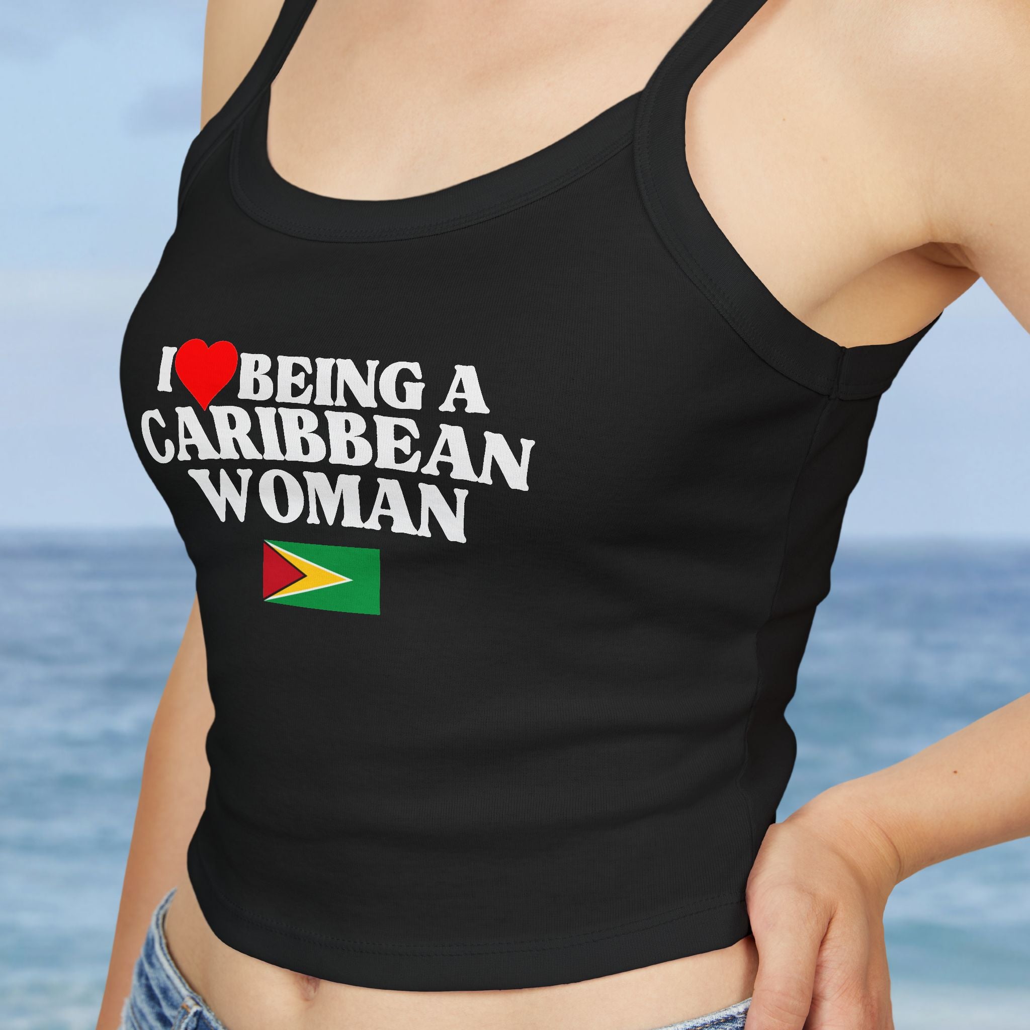 I Love Being A Caribbean Woman Pride Crop Spaghetti Strap