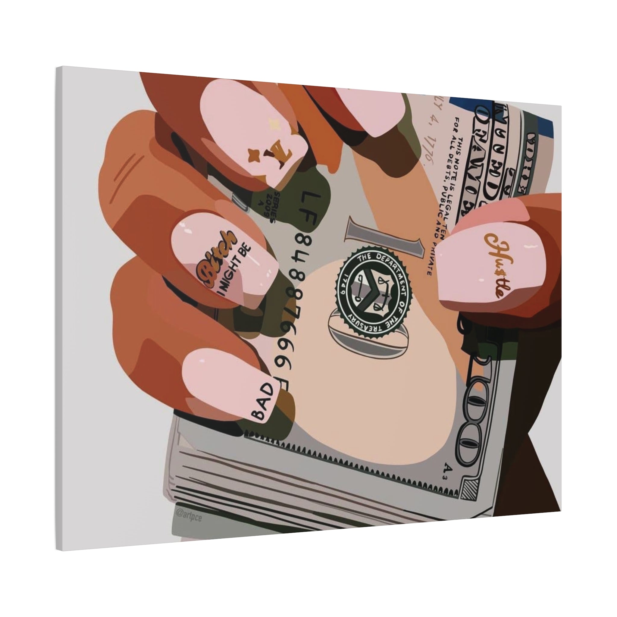 Nails & Money Chic Money Canvas Wall Art, Currency Home Decor, Motivational Wall Decor, Gift for Her, Trendy Room Decoration - Irie Blues Boutique