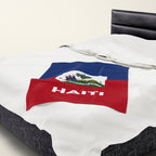 Haiti Flag Velveteen Plush Blanket - Irie Blues Boutique