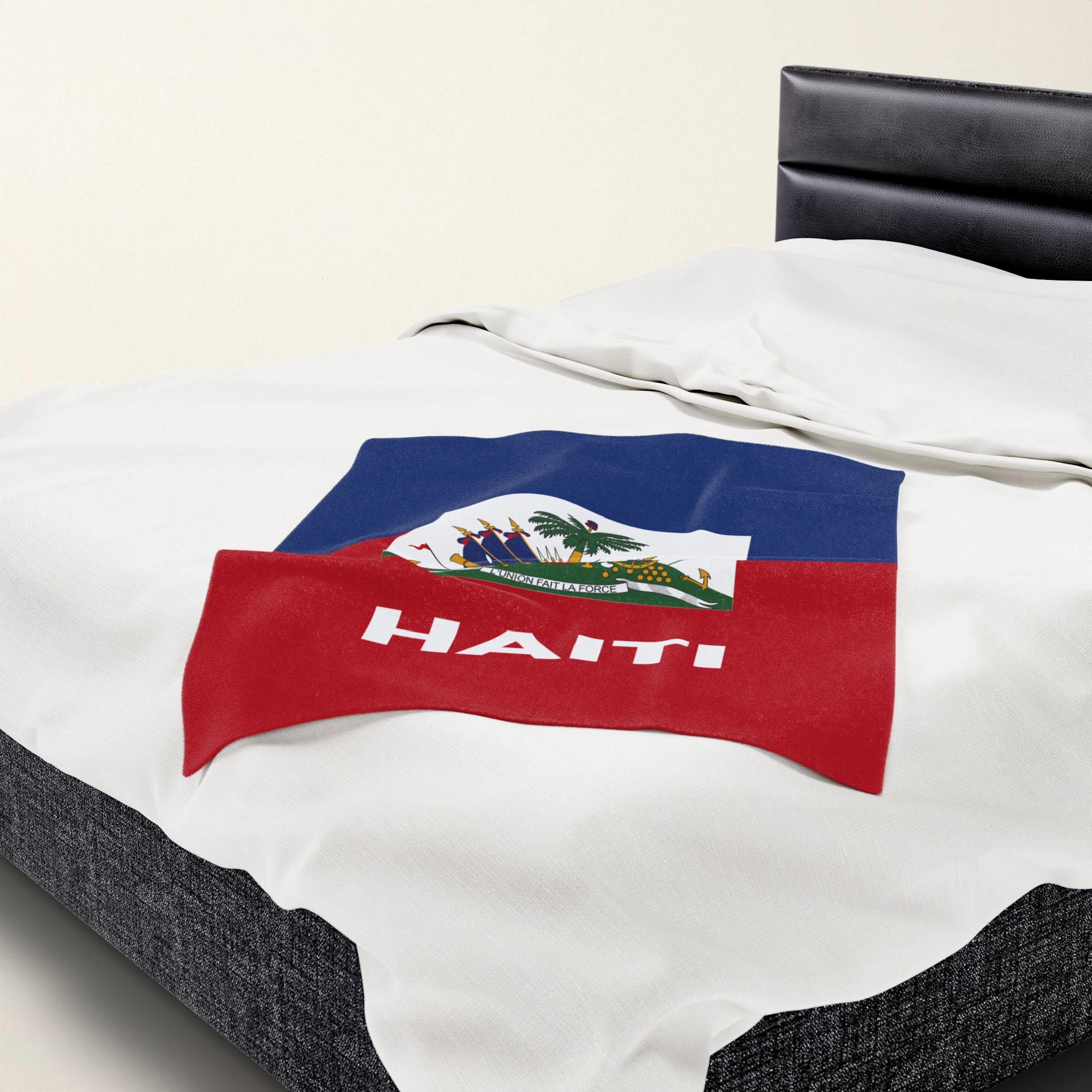 Haiti Flag Velveteen Plush Blanket - Irie Blues Boutique