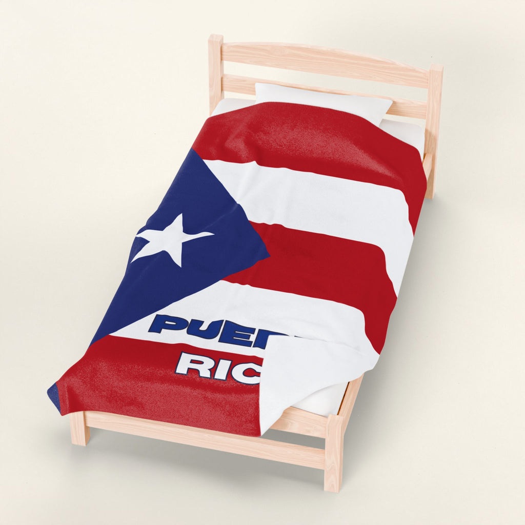 Puerto Rico Flag Velveteen Plush Blanket - Irie Blues Boutique