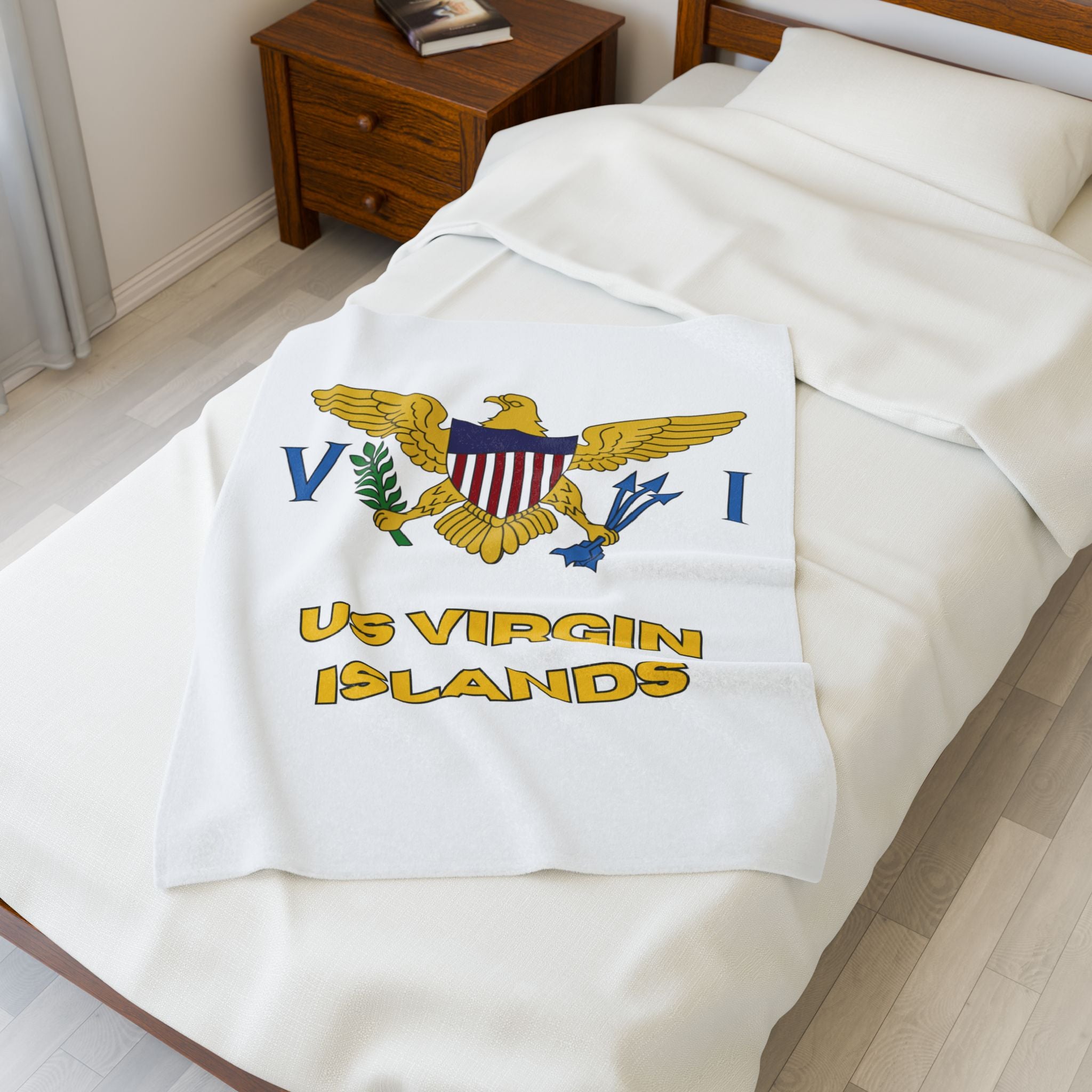 US Virgin Islands Flag Velveteen Plush Blanket - Irie Blues Boutique