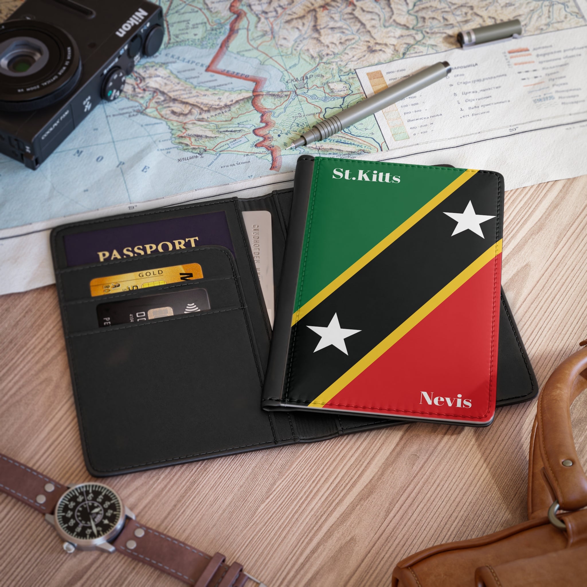Saint Kitts & Nevis Passport Cover, Travel Accessory Document Case, Caribbean Passport Holder, Gift for Kittitian , Travelers Gift Idea - Irie Blues Boutique
