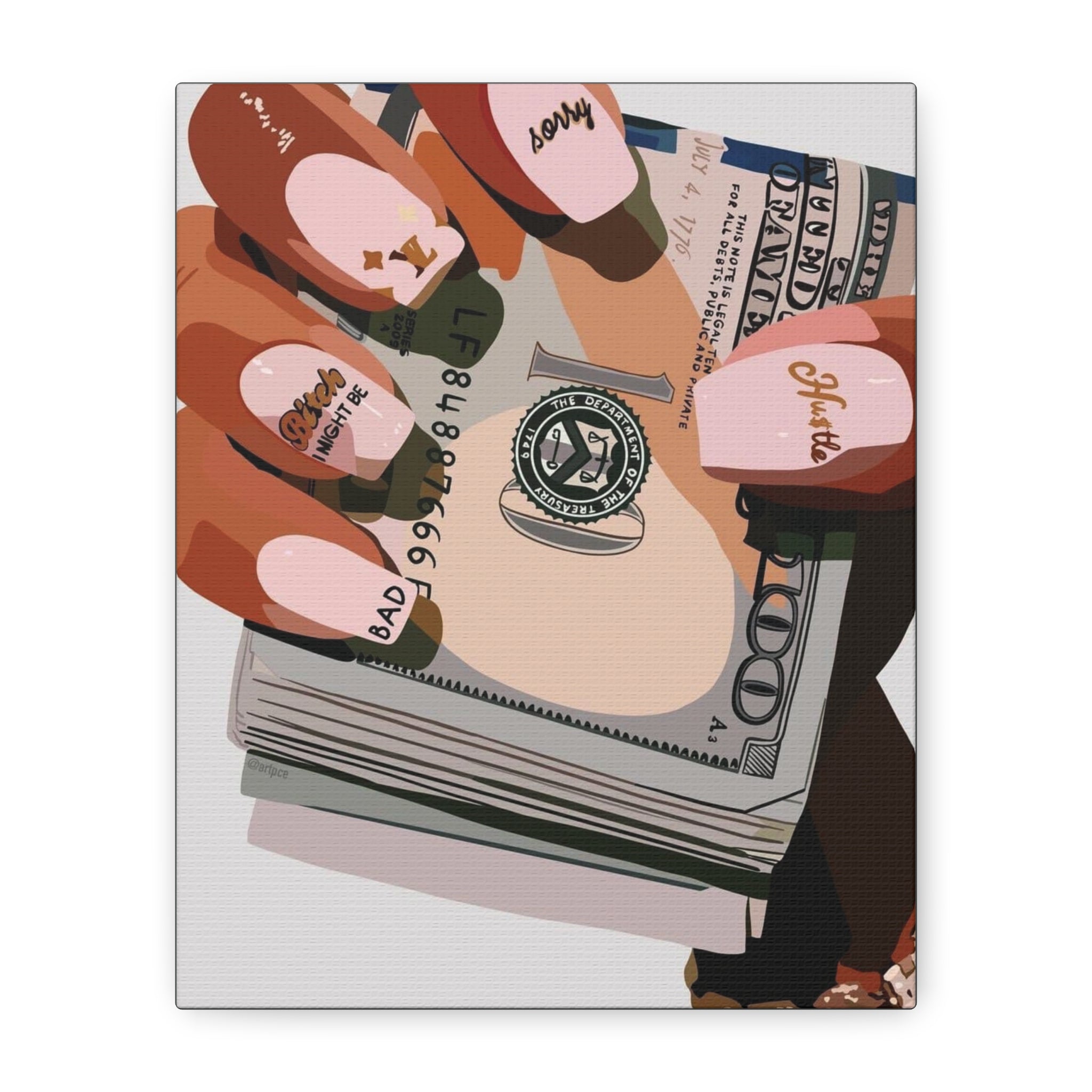 Nails & Money Chic Money Canvas Wall Art, Currency Home Decor, Motivational Wall Decor, Gift for Her, Trendy Room Decoration - Irie Blues Boutique