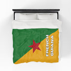 French Guiana Flag Velveteen Plush Blanket - Irie Blues Boutique