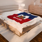 Haiti Flag Velveteen Plush Blanket - Irie Blues Boutique